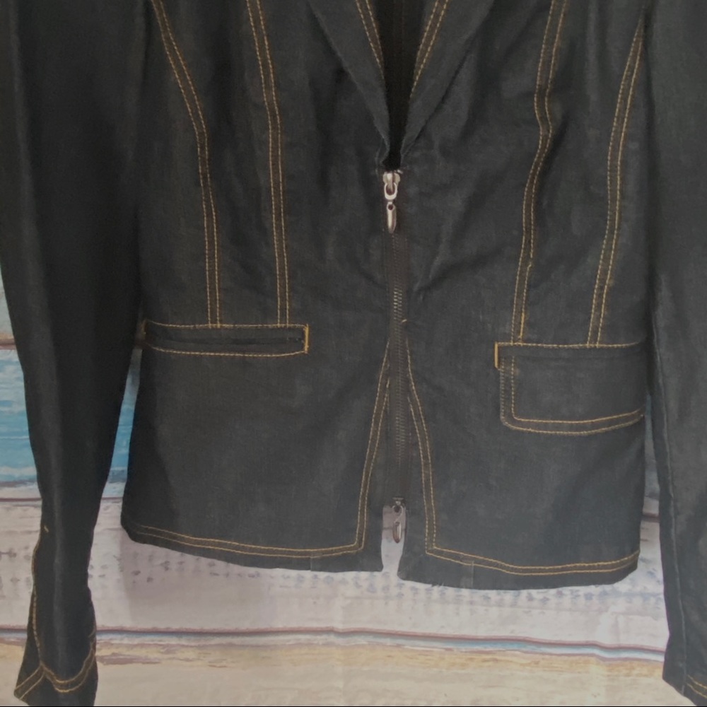 Bisou Bisou Denim Blazer Jacket Sz S - Picture 4 of 7